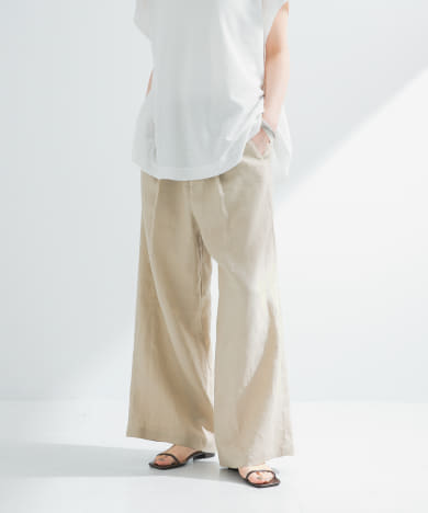 new basic　リネンイージーワイドスラックス
