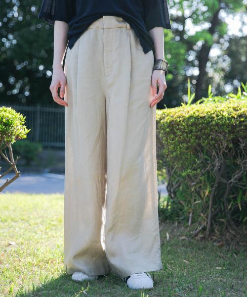 new basic　リネンイージーワイドスラックス
