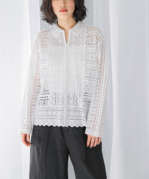 sara mallika　COTTON BORDER LACE TOP