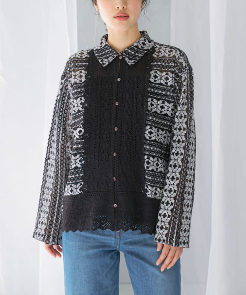 sara mallika　COTTON BORDER LACE TOP