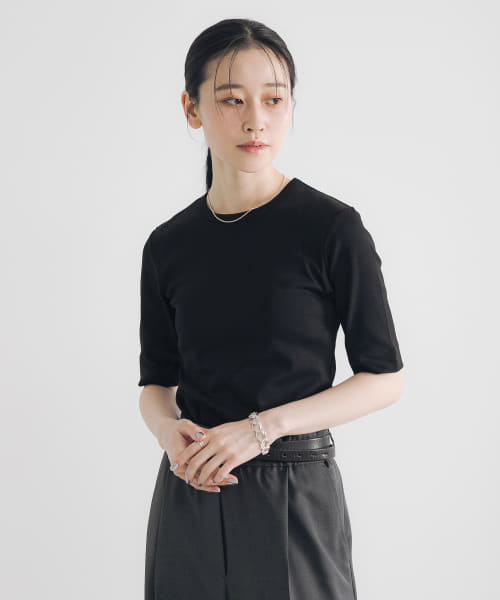 汗ジミ防止ハーフスリーブカットソー