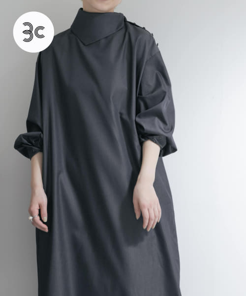 『別注』MIDIUMISOLID×TGM　Scarf collar wide one-piece
