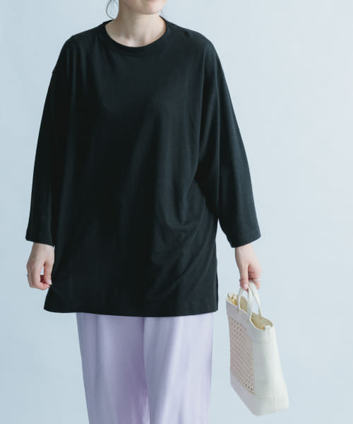 FORK&SPOON　リネン混9分袖チュニックTシャツ