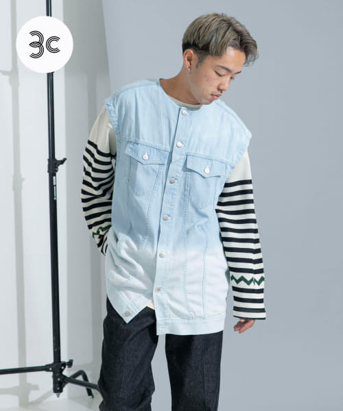 『別注』MIDIUMISOLID×TGM　Bleach denim jacket