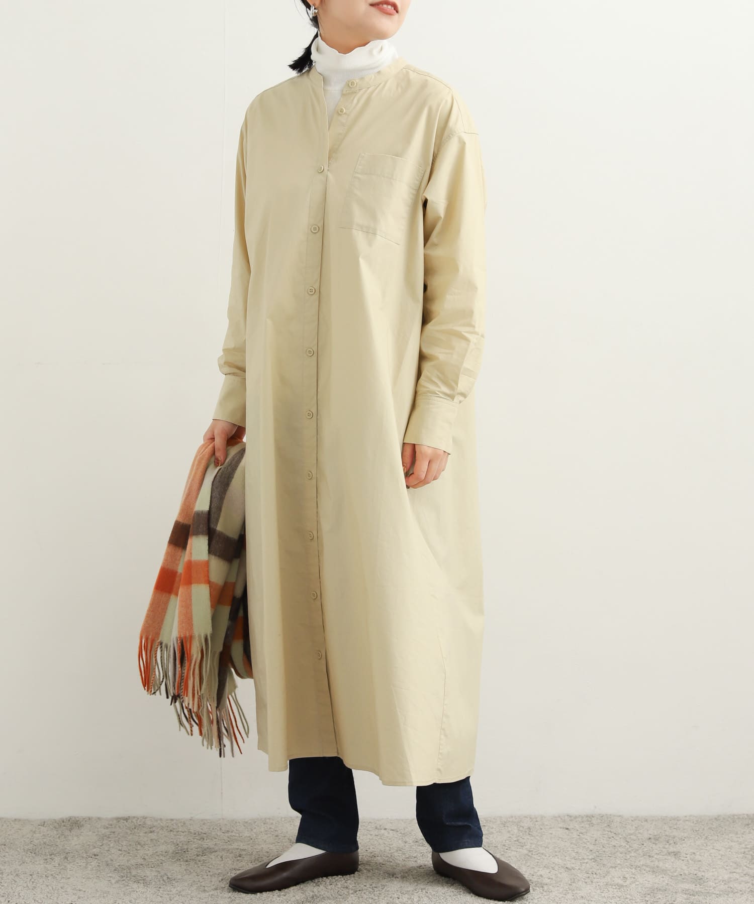 【美人百花5月号掲載 タイアップ休井美郷さん着用商品】フレアーシャツワンピース