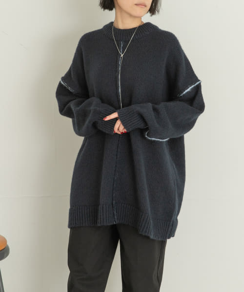 配色ステッチビッグニット