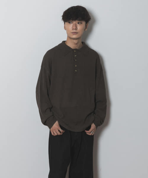 Couleur Meler sakasa　button pile yarn knit