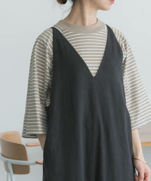 FORK&SPOON　ボーダー5分袖Tシャツ