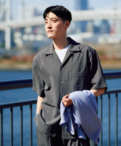『セットアップ対応』『吸水速乾』ドライメランジショートスリーブシャツ