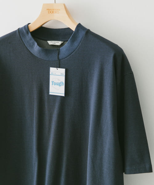 ミジンボーダーモックネックショートスリーブタフTシャツ