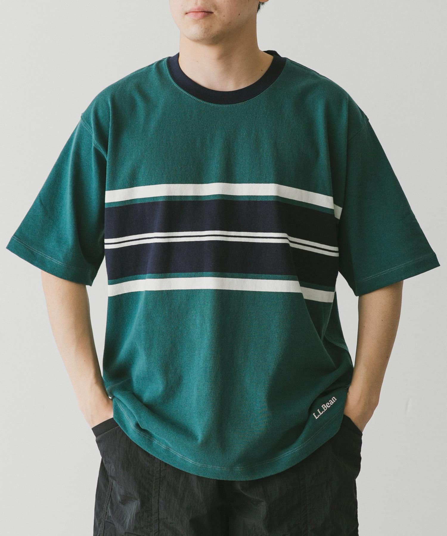 Striped round hot sale neck t shirt