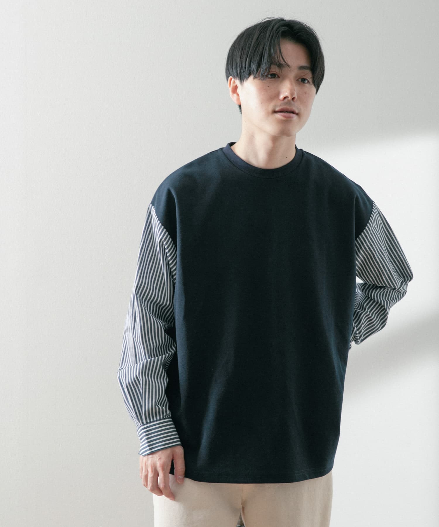 袖ストライプキリカエ 長袖カットソー[IT34-11A007]｜URBAN RESEARCH
