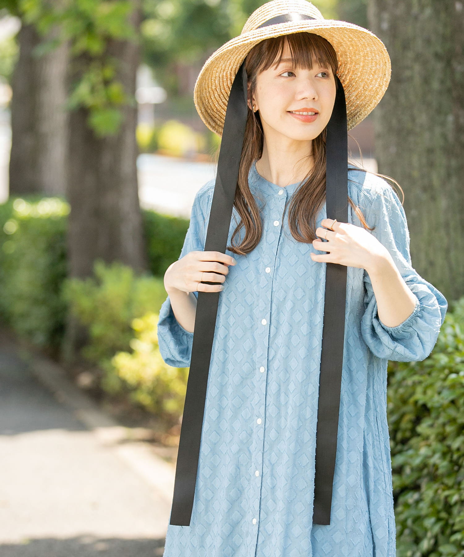 ドビーエアリーコットンギャザーワンピース[LA35-26R608]｜URBAN