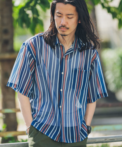 メッシュパナマプリントショートスリーブシャツ