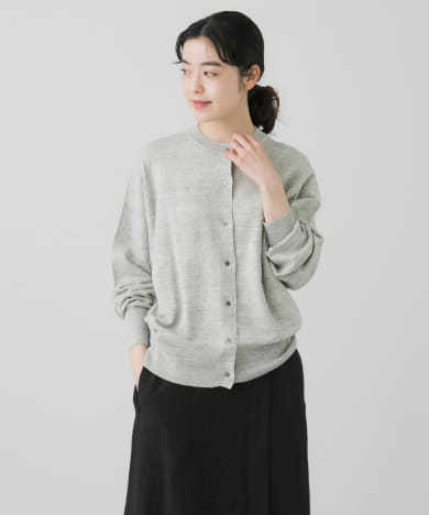 リネンクルーネックカーディガン