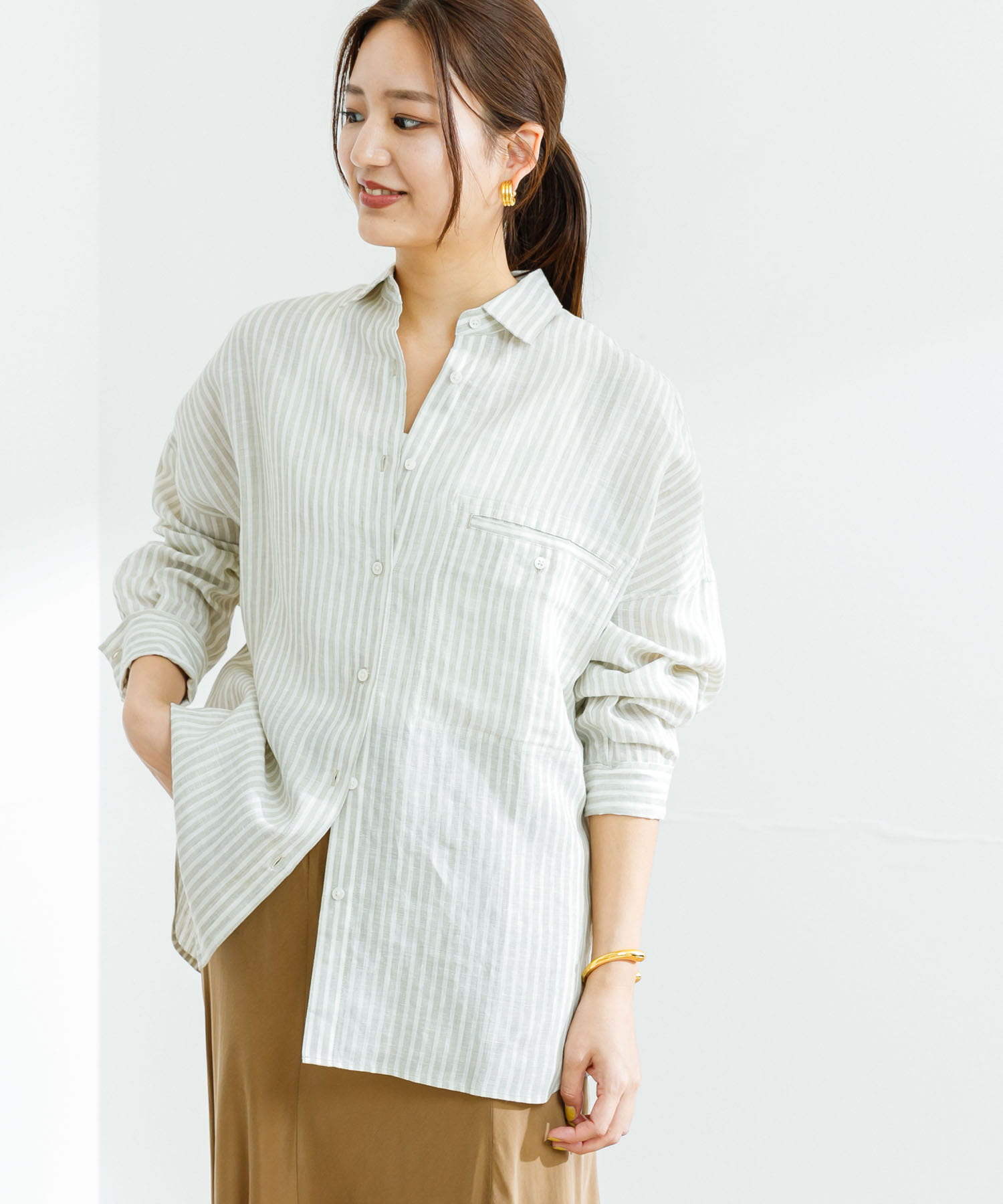 リネンストライプオーバーシャツ[UR35-23F012]｜URBAN RESEARCH公式