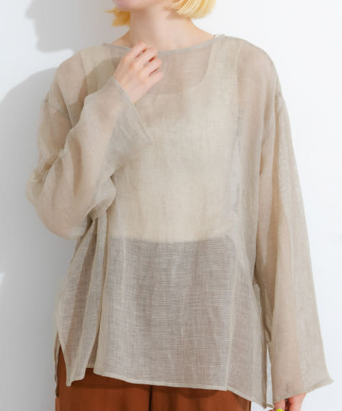 MANON　KARAMI LINEN MESH T-SHIRTS