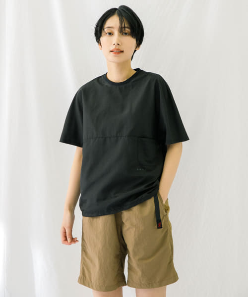 『UVカット』『撥水』アクティブプルオーバー布帛Tシャツ