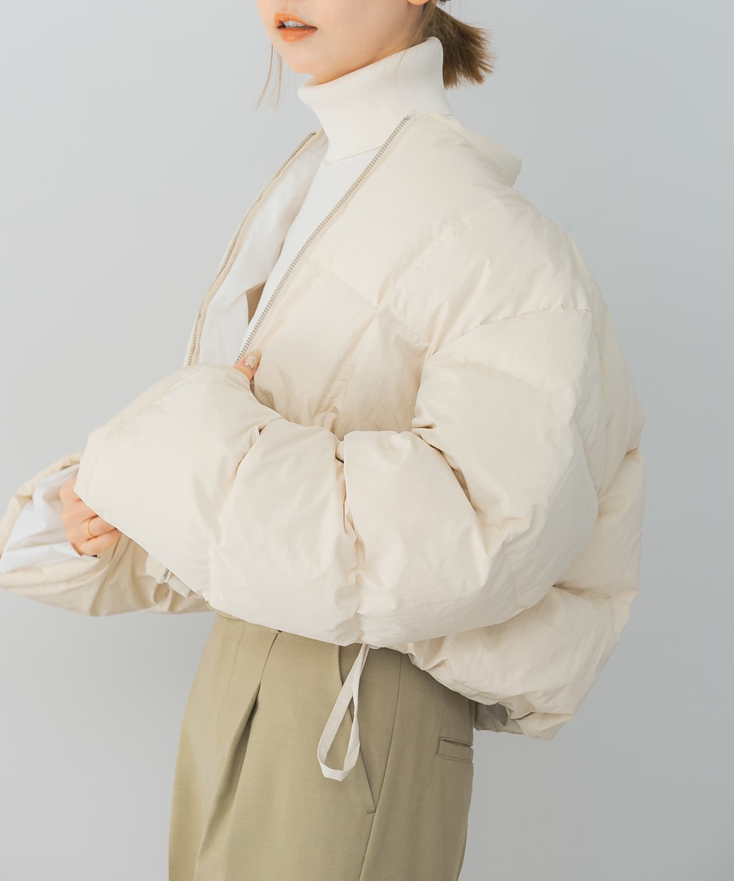 le(ル) quilting down cropped jacket