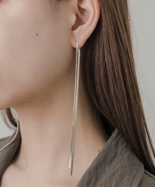 正規品販売！ ucalypt onyx threader ささげ シルバーロングチェーンピアス ピアス