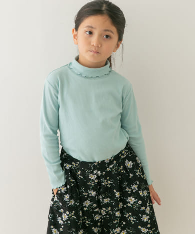 『WEB/一部店舗限定サイズ』メローフリルリブタートルネックTシャツ(KIDS)