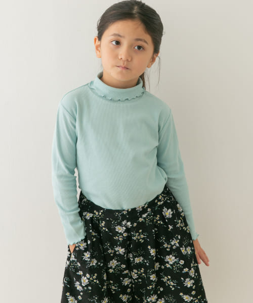 『WEB/一部店舗限定サイズ』メローフリルリブタートルネックTシャツ(KIDS)