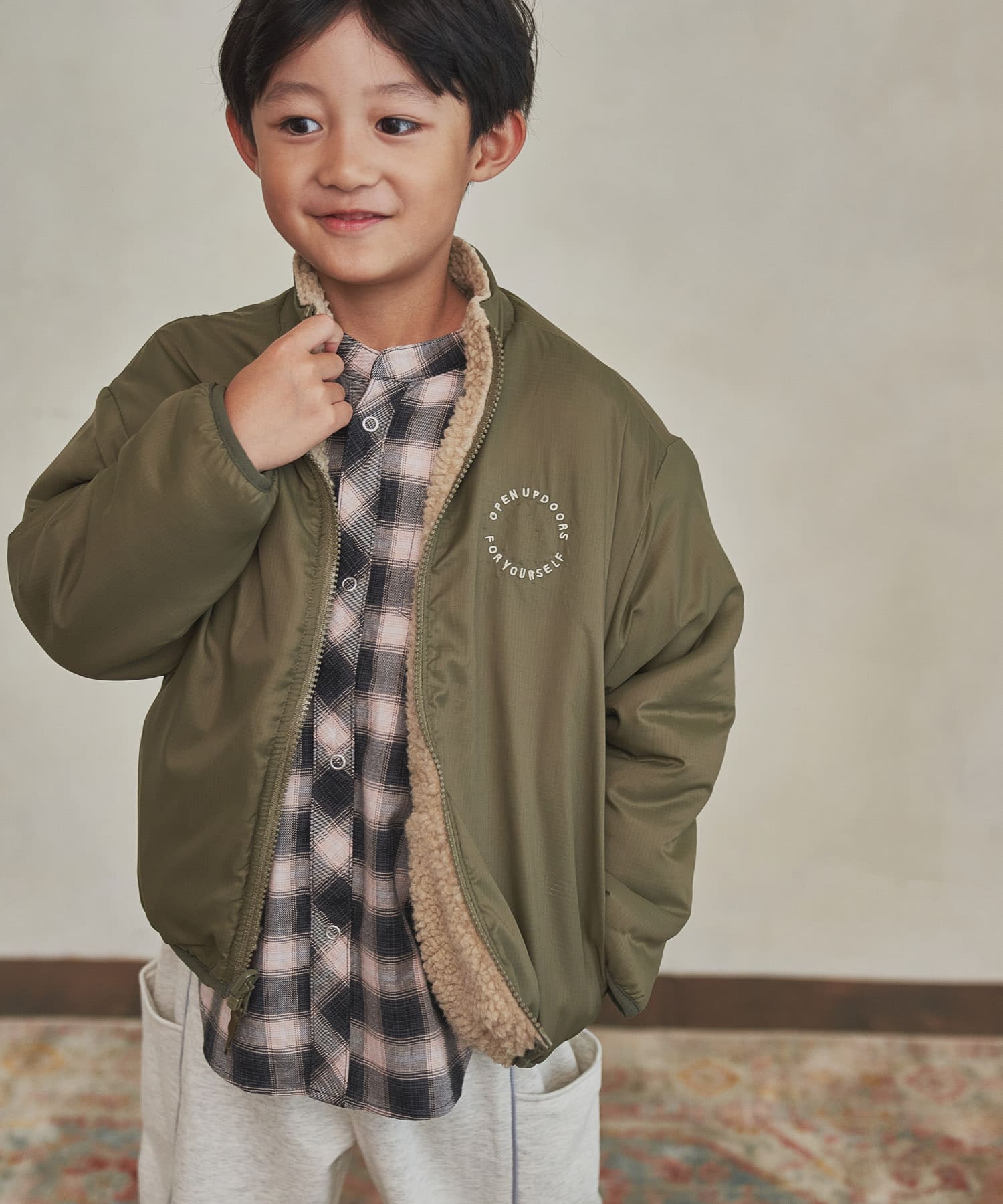 リバーシブルボアジャケット(KIDS)[DR47-37B351]｜URBAN