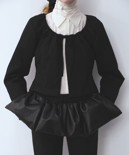 AMOMENTO　SHEER SHIRRING PADDED TOP