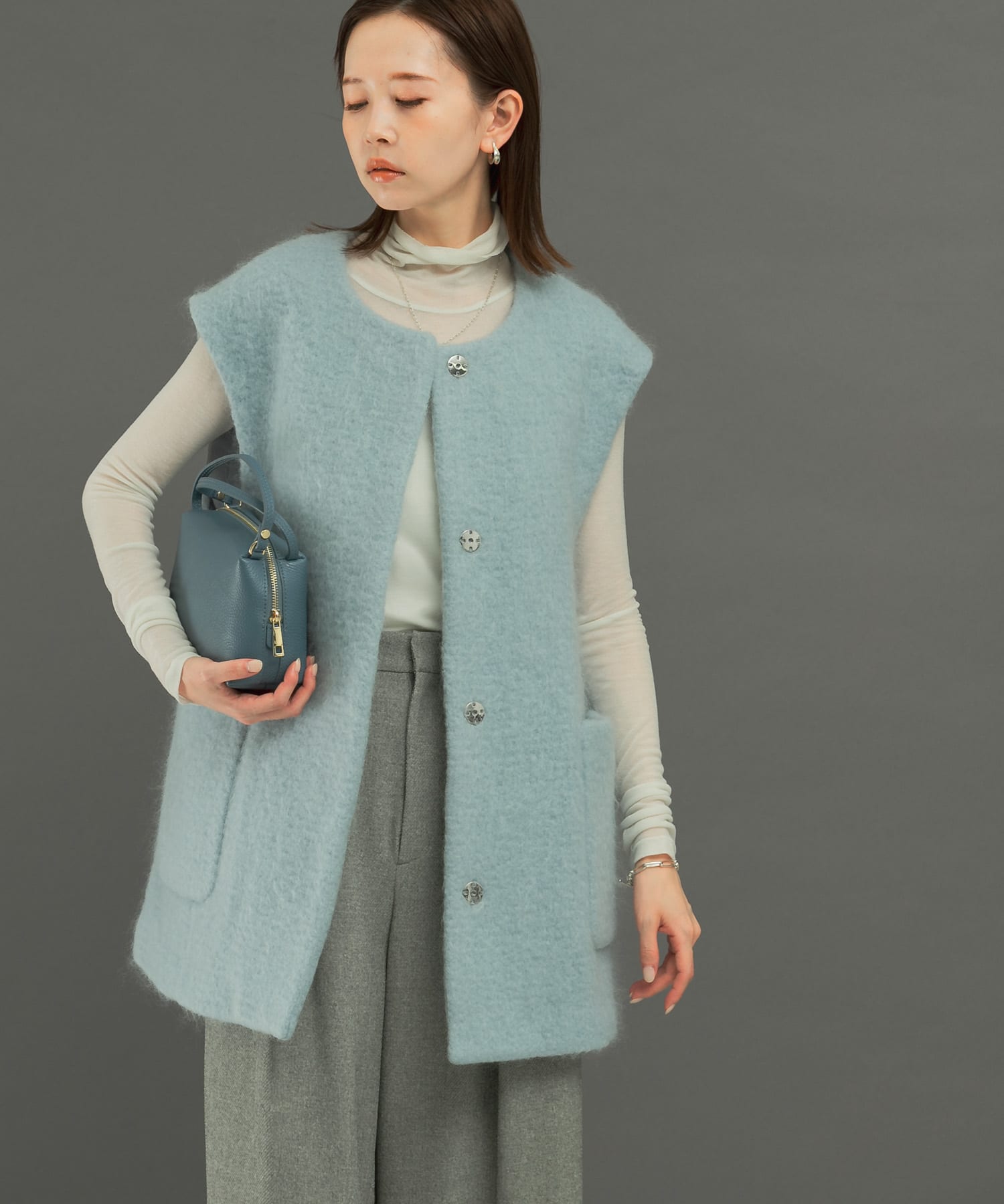 タグ付 新品 DEPAREILLE モヘア混ロングジレ デパリエ ロング