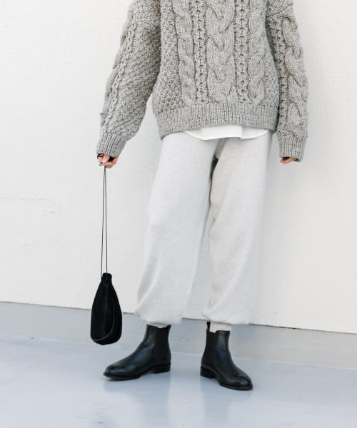 コットンカシミヤスムースニットパンツ