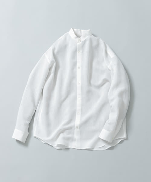 『WEB限定』シャドーストライプバンドカラーシャツ