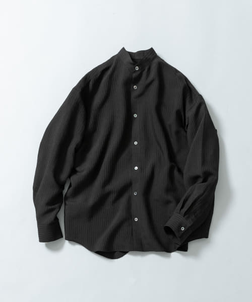 『WEB限定』シャドーストライプバンドカラーシャツ