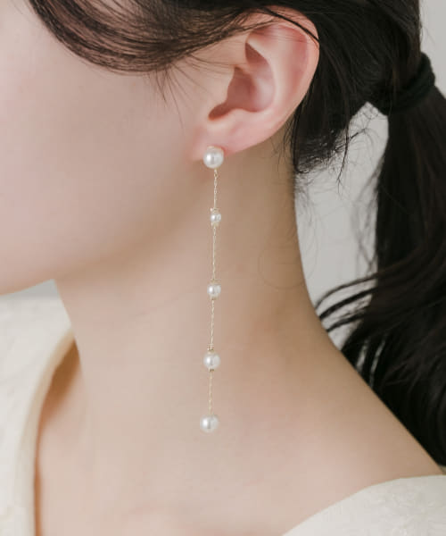 パールロングチェーンピアス