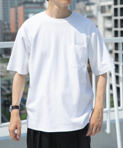 Fine Cotton クルーネックポケットTシャツ