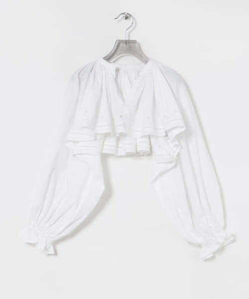 crinkle crinkle crinkle　embroidery cropped blouse