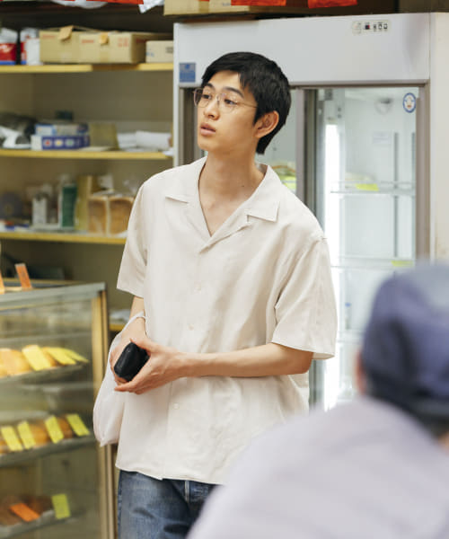 A PRESSE　Silk Linen Open Collar S/S Shirt