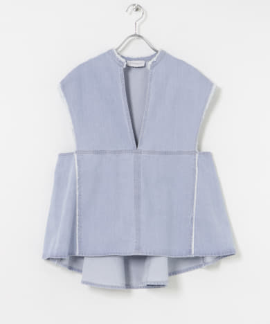 STUMBLY　DENIM BACK PEPLUM BLOUSE