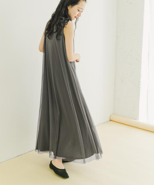 チュールレイヤードワンピース