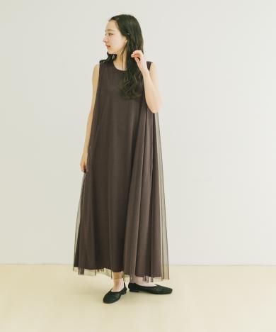 チュールレイヤードワンピース