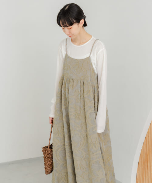 メッシュジャガードキャミワンピース