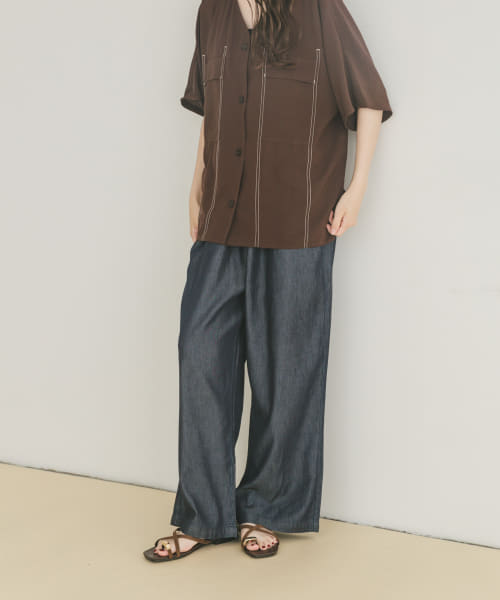 レーヨンデニムワイドパンツ