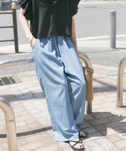 レーヨンデニムワイドパンツ