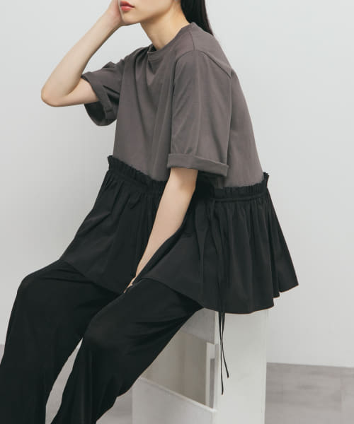 汗ジミ防止ペプラムドッキングTEE