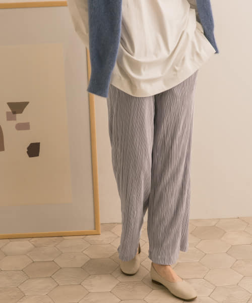 『WEB限定』thint　サテンプリーツイージーパンツ