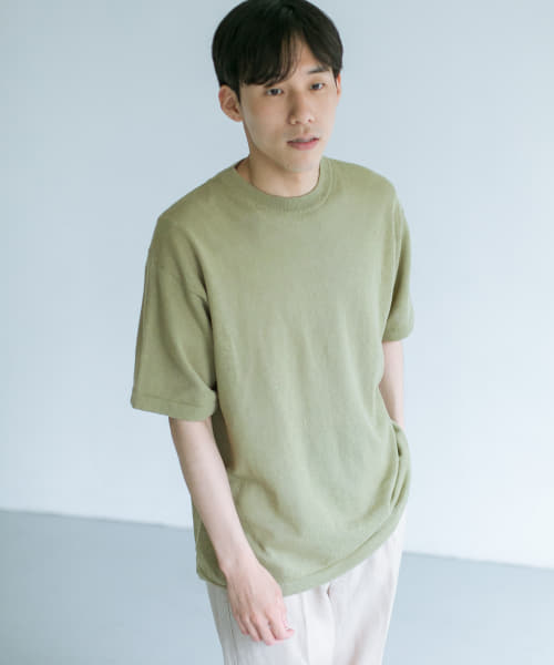 『UR TECH』抗菌 リネンニットTシャツ