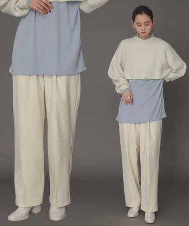 ハイウエストタックストレートパンツ