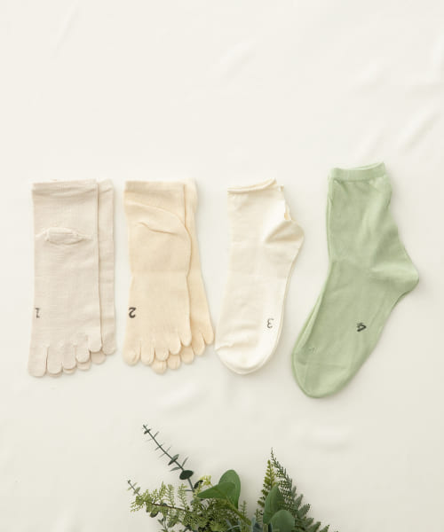 『WEB限定』meri ja kuu　4足セット カラーコットンソックス
