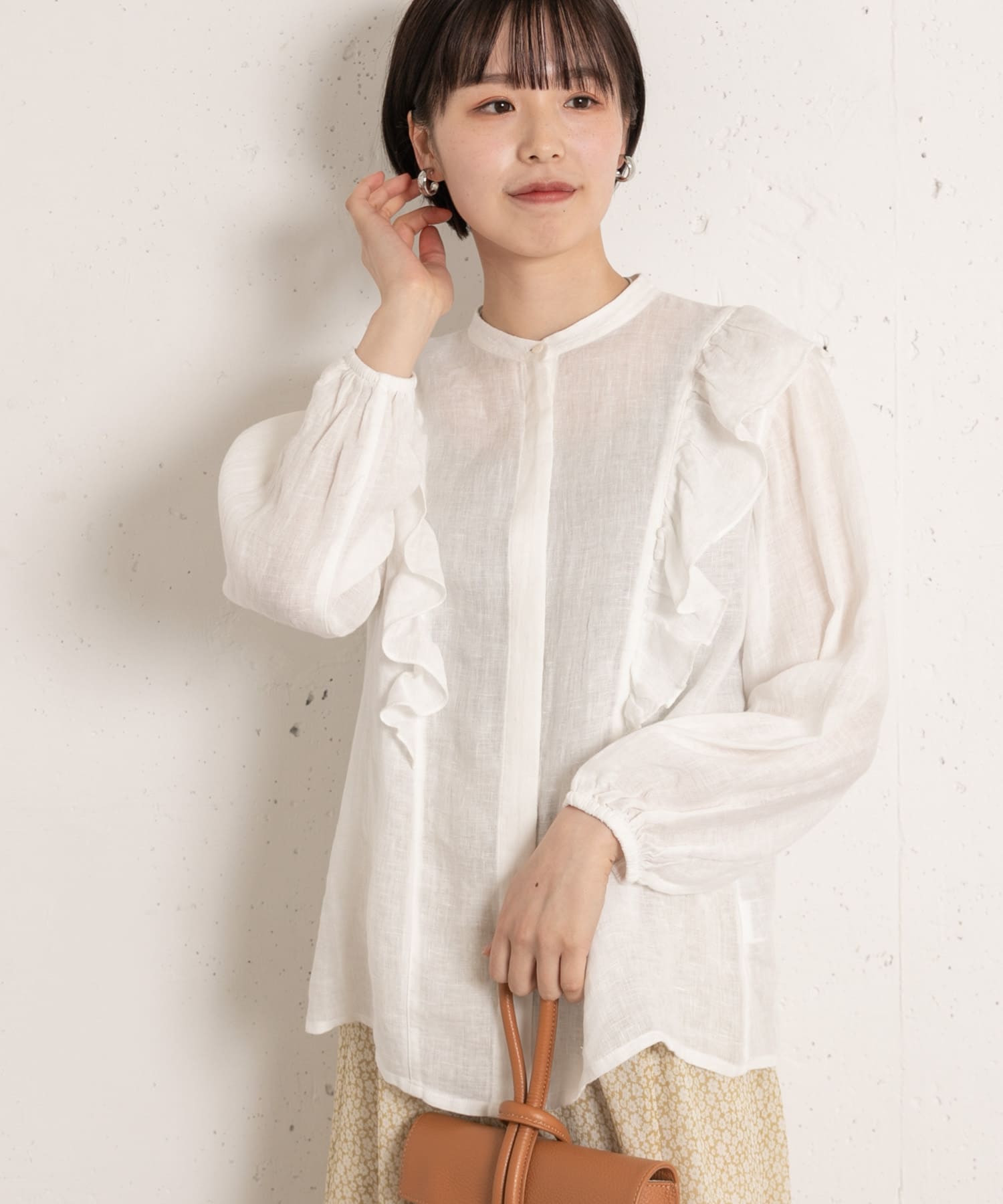 Audrey and John Wad S/C Frill Gather SHIRTS[H8106-UL23n]｜URBAN 
