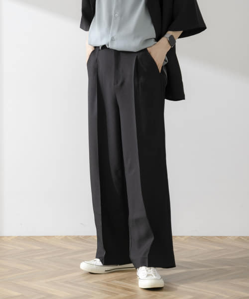 Couleur Meler sakasa　tuck press wide slacks