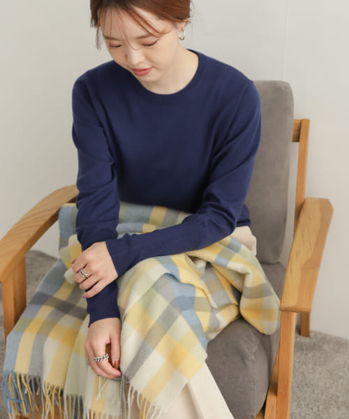 ウールロングリブスリーブニット